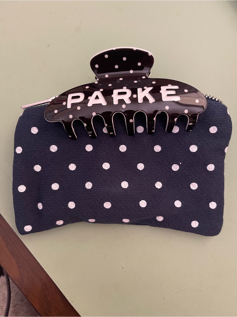 Parke Black Polka Dot Claw Clip